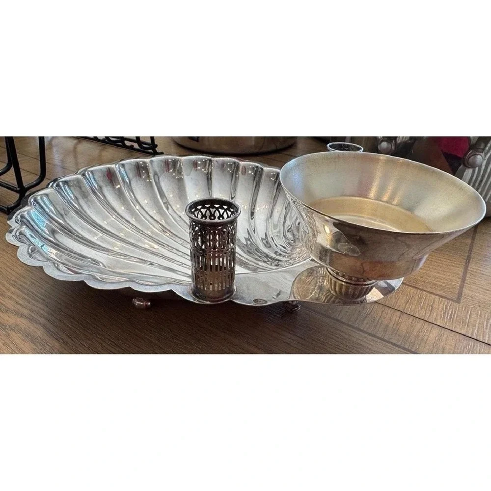 Vintage W&S Blackinton Silver Plate Shrimp Seafood Server Shell Tray #167
